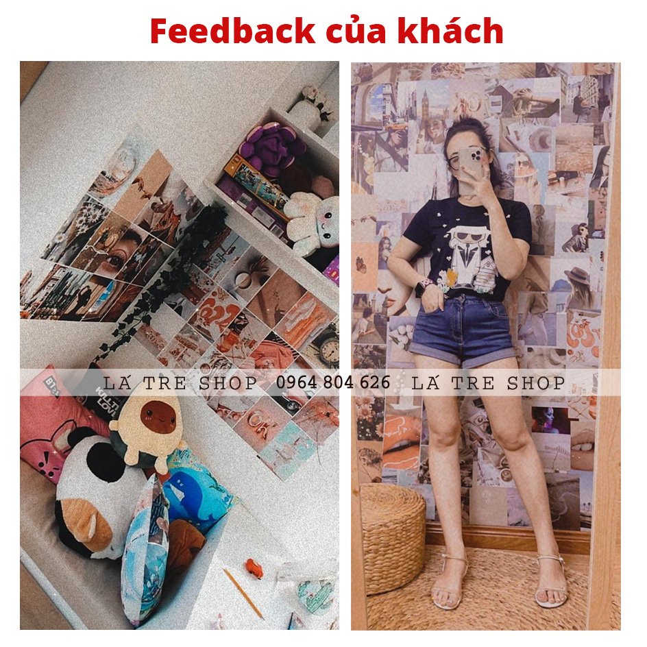 Ảnh trang trí phòng ngủ postcard decor vintage dán tường wall collage