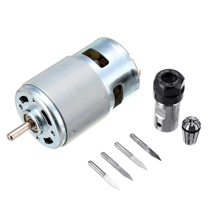 High Quality 775DC Motor 12-36V Ball Bearing with ER11 Carving Cutter for Router