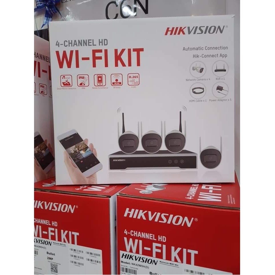 Bộ Kit camera wifi HIKVISION NK42W0H gồm 4 Camera IP Wifi 2MP và 1 đầu ghi Wifi - Hàng chính hãng BH 24th