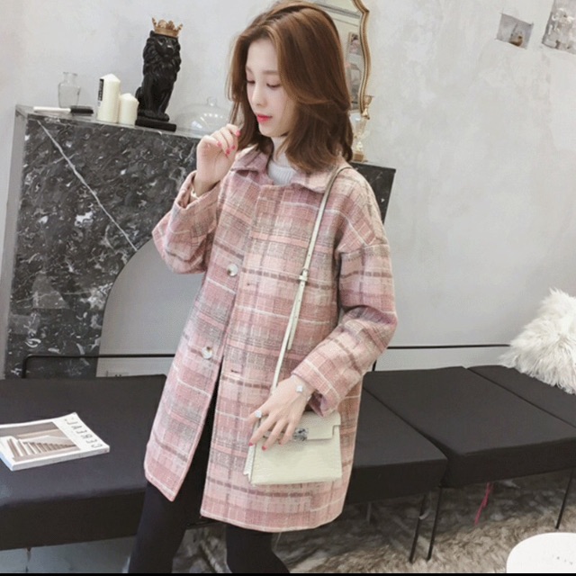 Áo dạ kẻ caro hồng