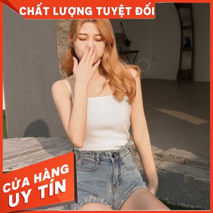 Áo hai dây tăm, áo 2 dây thun croptop ôm sợi bún tím/trắng/đen hot - Hàng nhập khẩu