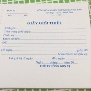Giấy giới thiệu 1 liên giấy đẹp( 13cm x 19cm)