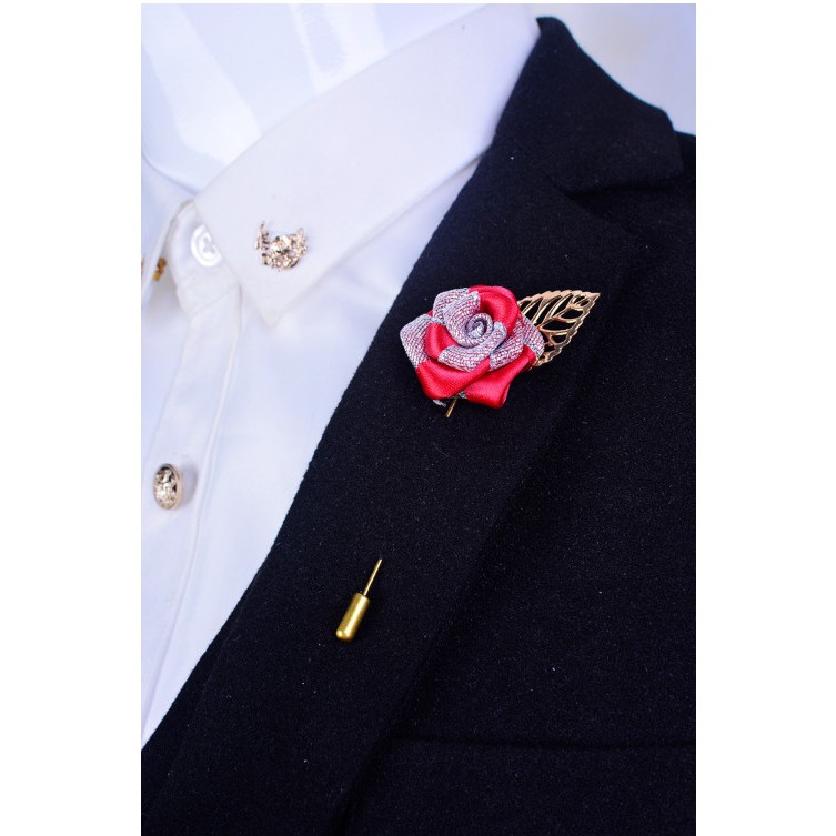 [XẢ KHO 3 NGÀY] Ghim cài áo - Phụ kiện cài áo vest Lapel pin, ghim hoa đỏ - tặng kèm hộp Full box - Tiennguyen