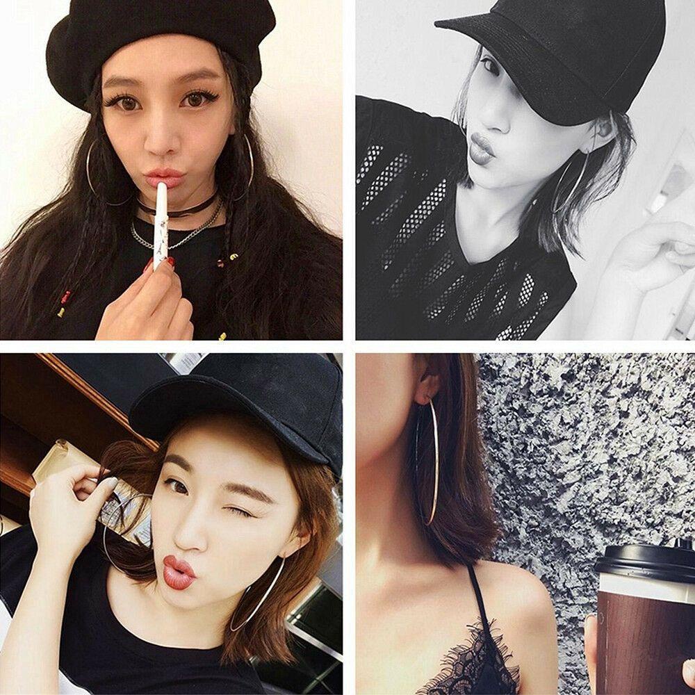 ROSE Khuyên Kẹp Vành Tai Hình Tròn Lớn Không Xỏ Lỗ Phong Cách Goth Mới