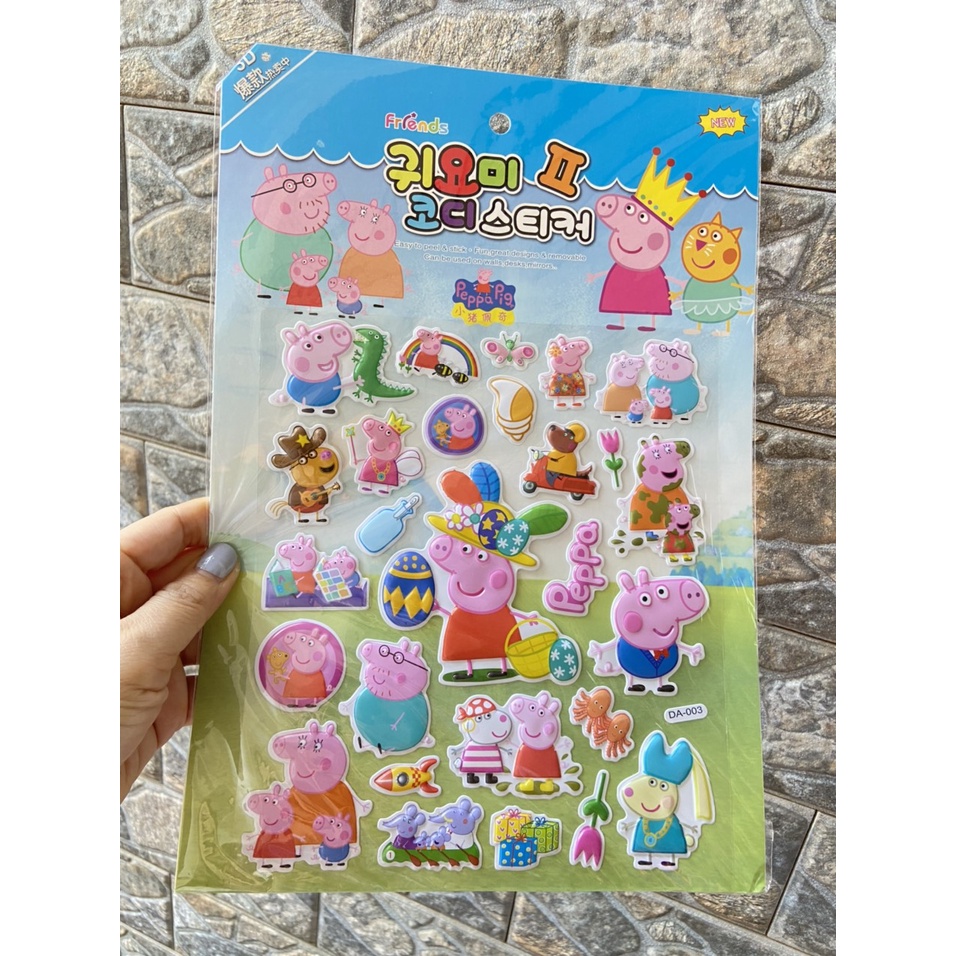 Sticker 3D nổi chống thấm hình công chúa, pony, heo pepa dán cho bé/ ảnh video thật tại chigiasi68