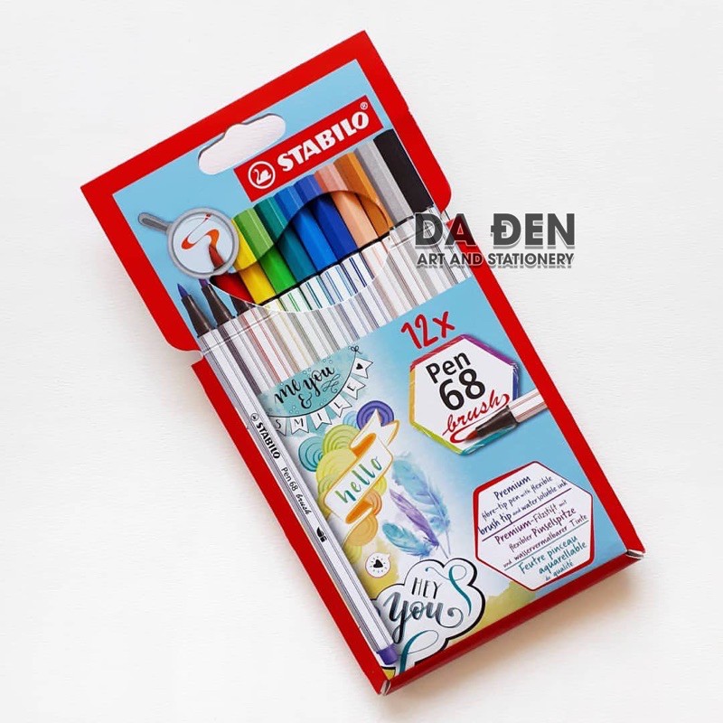 [DA ĐEN] Bộ Bút Lông Màu STABILO Pen 68 Brush 8|10|12|19 Màu (PN68BR)