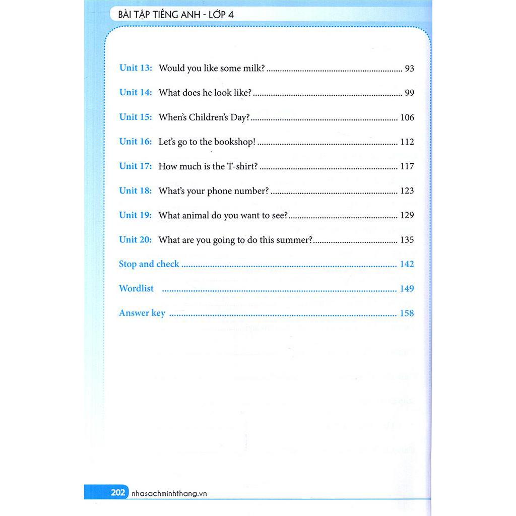 Sách Bài Tập Tiếng Anh Lớp 4 - Có Đáp Án