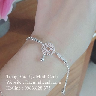Lắc tay kim tiền bạc họa tiết bi