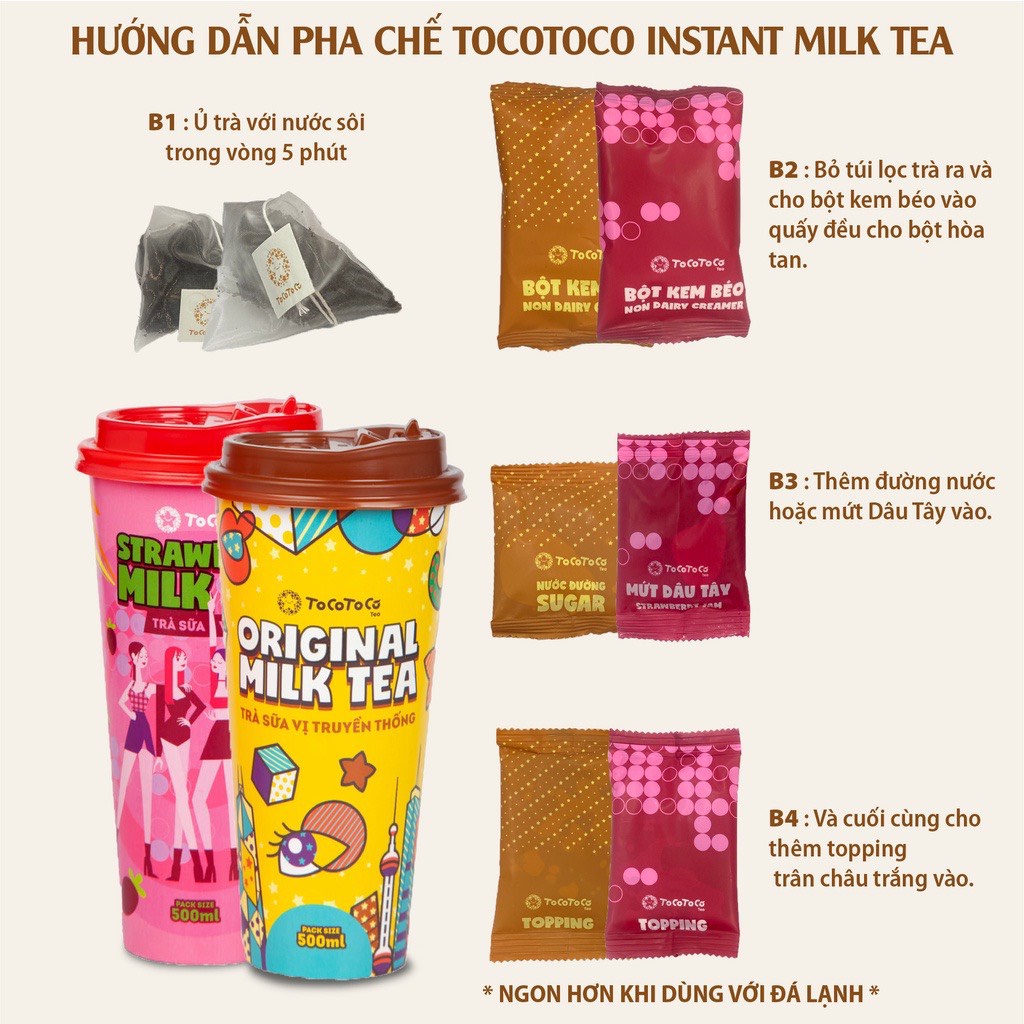 Trà Sữa Ly tự pha tiện lợi ToCoToCo 500ml date T11/2023