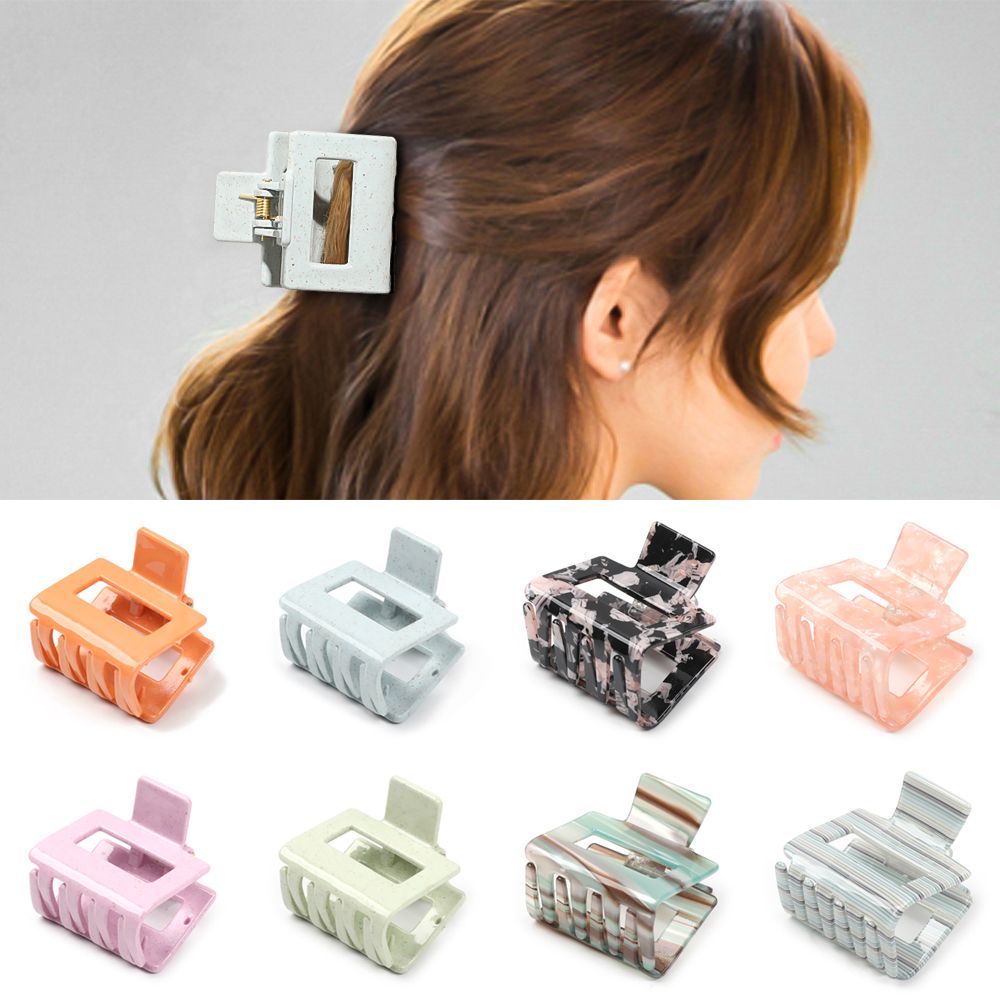 Kẹp tóc hình vuông bằng acrylic nhiều màu thời trang xinh xắn cho nữ