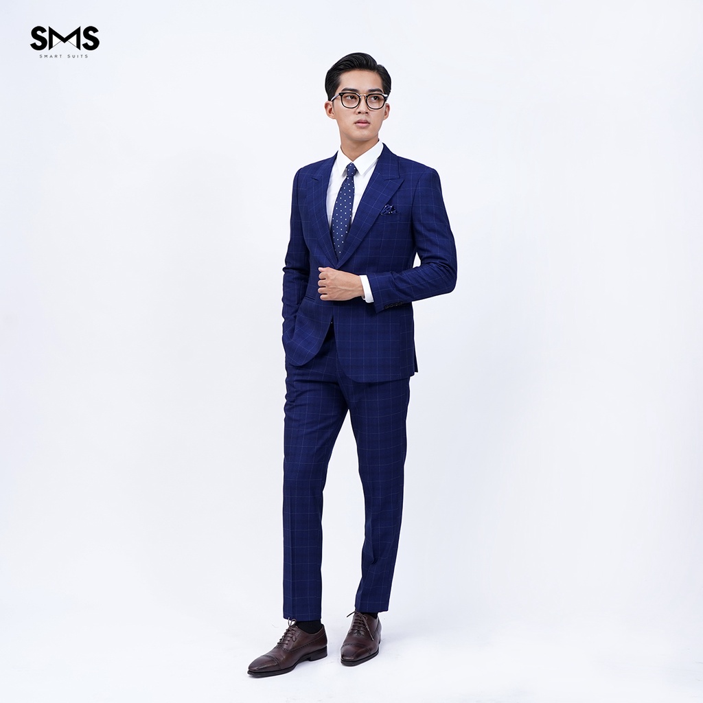 Vest nam Smart Suits xanh đậm kẻ ô, suits sartorial, chuẩn form