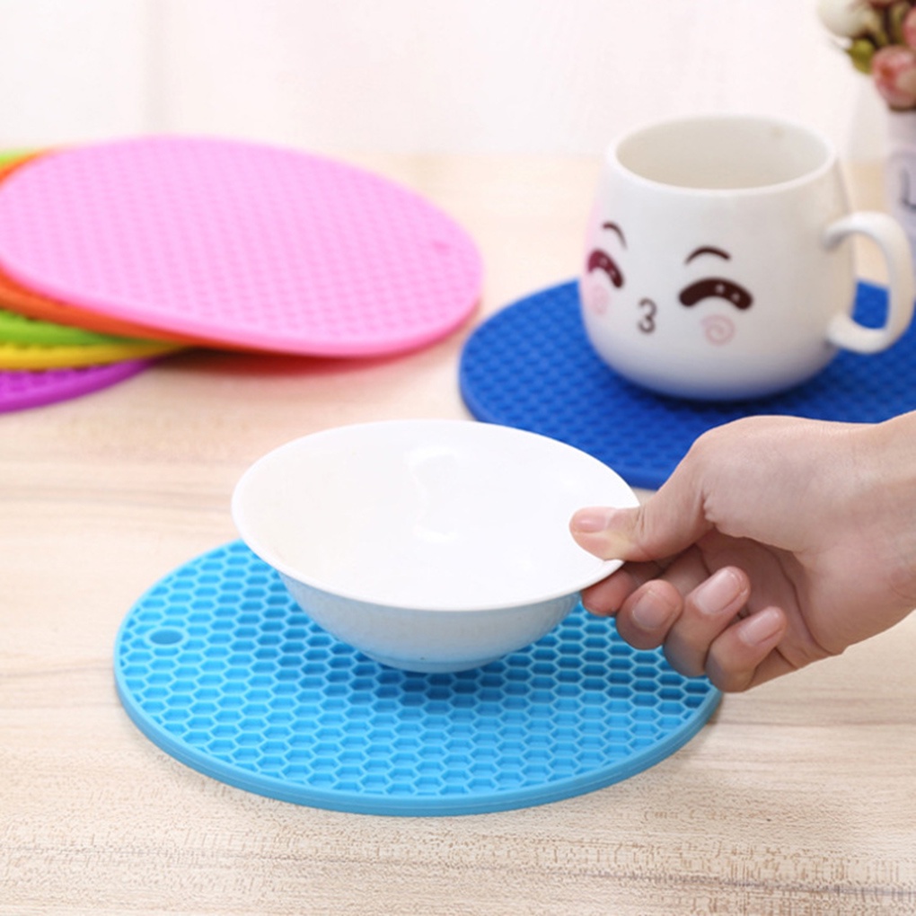 [CHOO] Silicone Honeycomb Placemat Table Heat Resistant Mat Cup Anti-Slip Coaster Cushion Round Pad