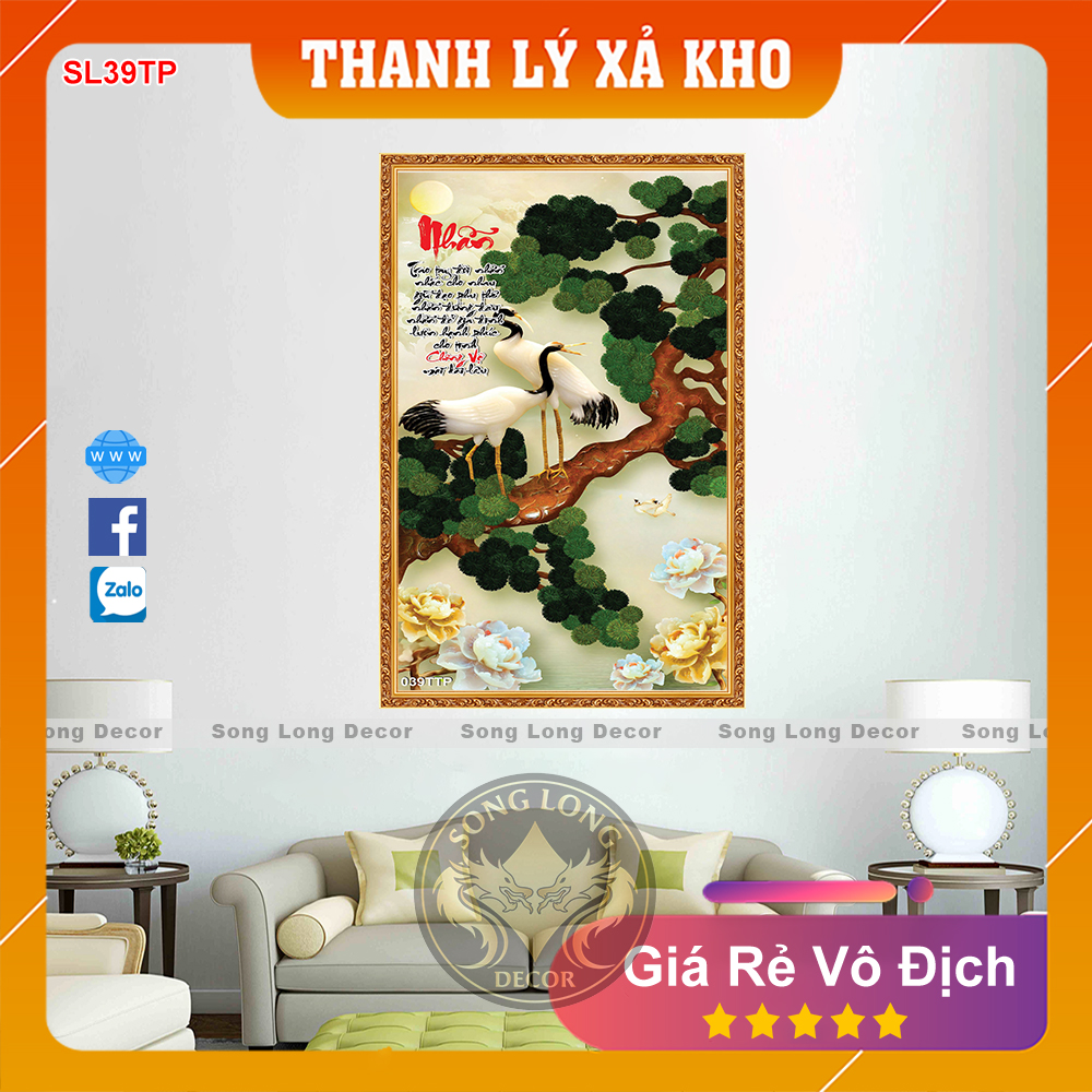 Tranh Dán Tường Chữ Nhẫn- SL39TP- Tranh 3d Thư Pháp - Song Long Decor