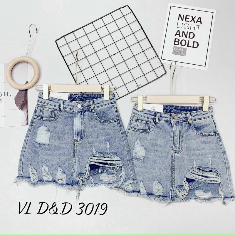 ▶️ Chân váy bò rách cá tính về 3 màu trắng, đen, xanh. Size S M L