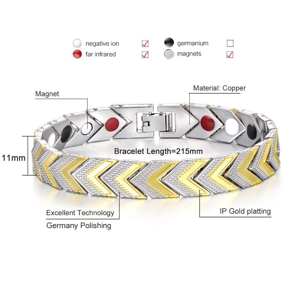 Suxinjewelry/Vòng đeo tay trị liệu từ tính bằng thép titan nam và nữ - để giảm đau và chống mỏi