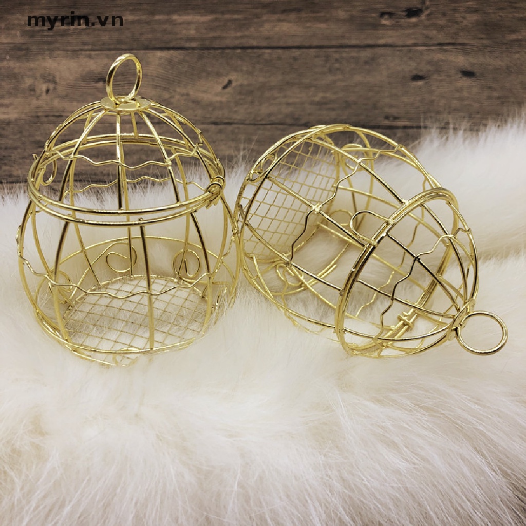 Myrin Hộp Quà Tặng Hộp Quà Tặng Cho Bé Hình Lồng Chim Bằng Kim Loại Mini Màu Vàng Cổ Điển
