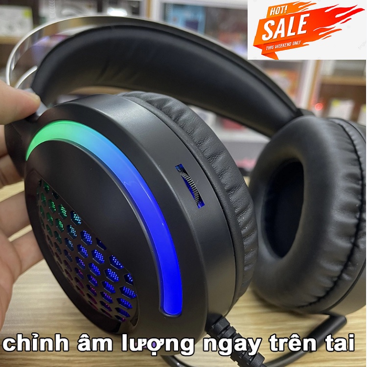 Tai Nghe Gaming, Tặng Dây 2 Cổng Dùng Cho Laptop, PC, Điện Thoại, Tai Nghe Game ESD03 - Chính Hãng Hoco - Có Mic Đèn LED
