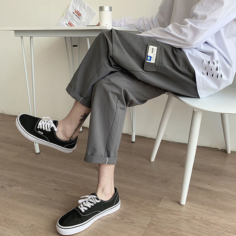 Quần Baggy Da Pu Phối Cotton 4 Màu Tùy Chọn Phong Cách Hàn Quốc Thời Trang Cho Nam