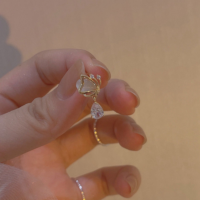 Khuyên Tai Kim Bạc 925 Đính Đá Opal Hình Giọt Nước / Bướm / Giọt Nước Chất Lượng Cao Cho Nữ