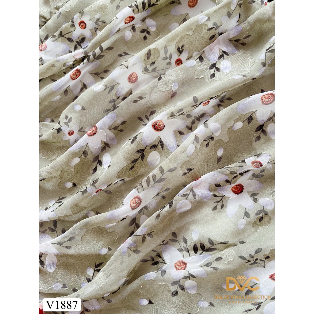 Váy xanh hoa xếp li đuôi cá V1887 -  Đẹp Shop DVC - Kèm ảnh thật trải sàn do shop tự chụp | BigBuy360 - bigbuy360.vn