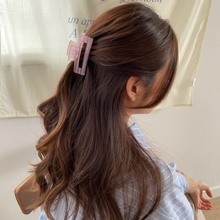 Kẹp tóc dáng vuông sọc Modleaf Cute check pin Hàn Quốc
