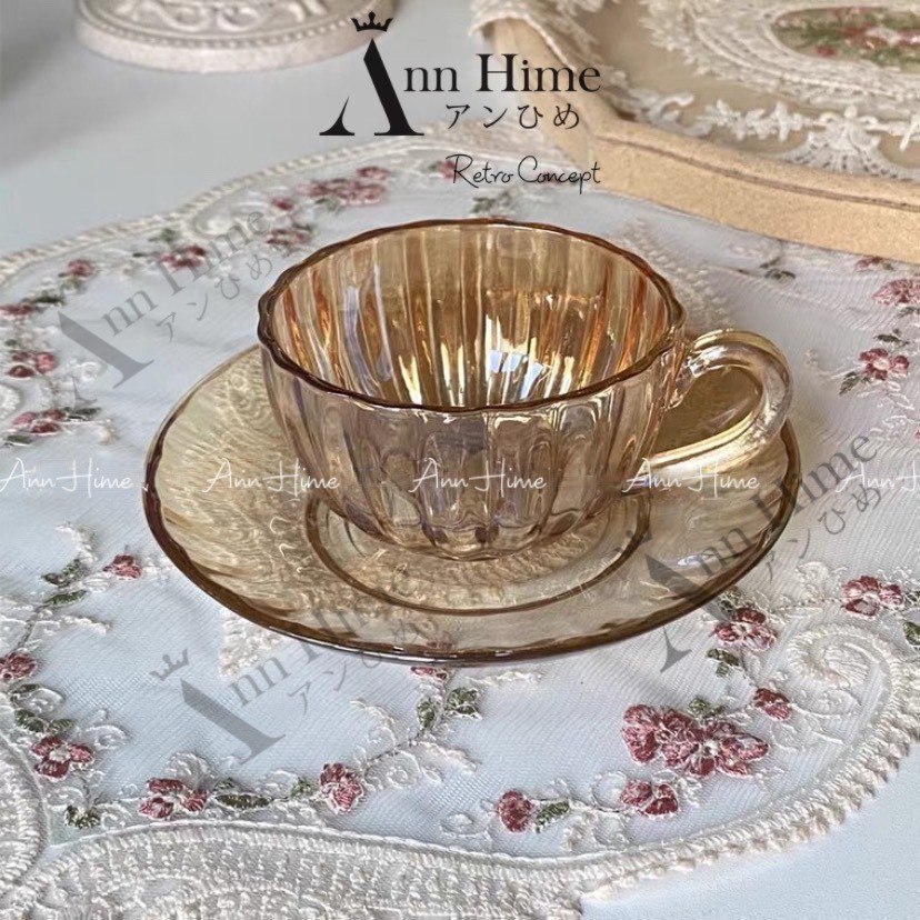 Ly Thủy Tinh Cốc Thủy Tinh Kiểu Vintage Châu Âu Cổ Điển Màu Hổ Phách