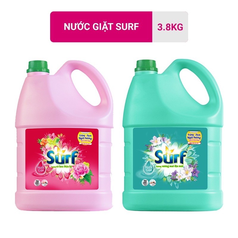 Nước Giặt Surf Hương Cỏ Hoa Diệu Kỳ &amp; Sớm Mai Dịu Mát Can 3.8KG