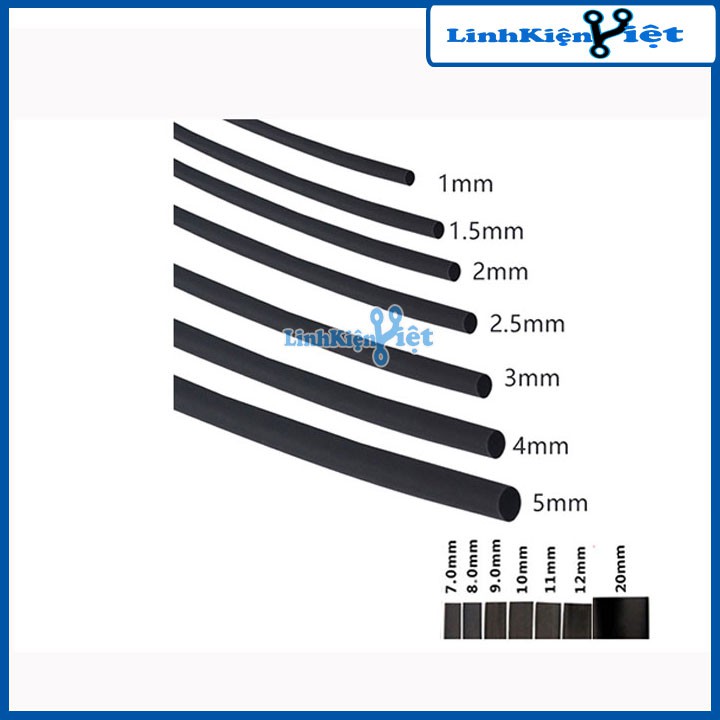 Combo gen co nhiệt đủ các loại 1,2,3,4,5,6,7,8,10mm, 9 loại mỗi loại dài 1m