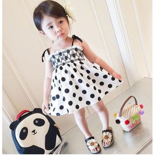 Váy áo 2 dây chấm bi bé gái
