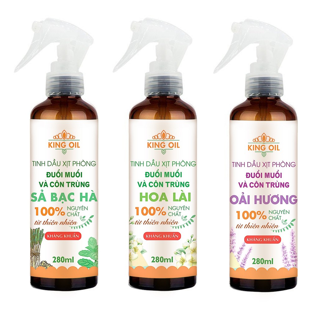 Bình xịt phòng 280ml tinh dầu Sả Chanh/ Bạc Hà/ Quế/ Lavender/ Bưởi/ Cam ngọt/ hoa lài/ Oải hương - khử mùi và đuổi muỗi