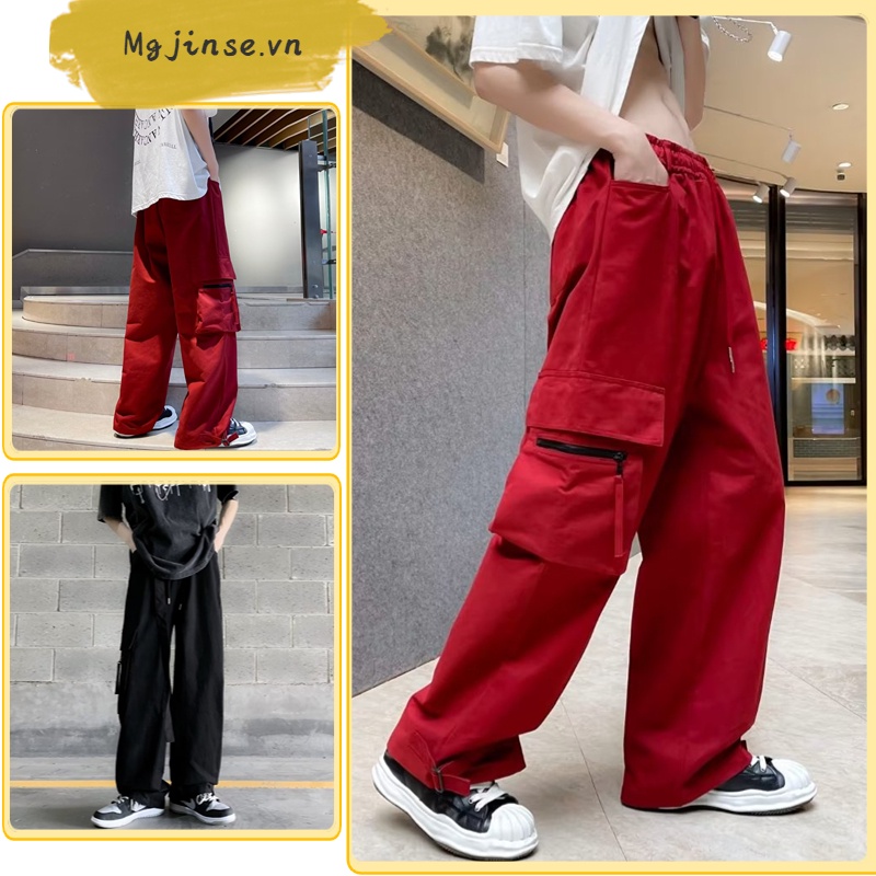 Quần ống rộng Lưng Cao Phong Cách Hip Hop Thời Trang Mùa Hè Cá Tính Cho Nam Và Nữ quần ống suông quần túi hộp nam quần túi hộp quần tây nữ