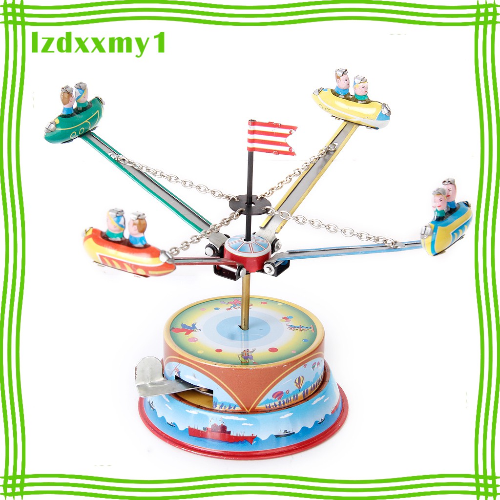 Kiddy Wind Up Rotating Spacecraft Mechanical Clockwork Model Tin Toy Collectibles
