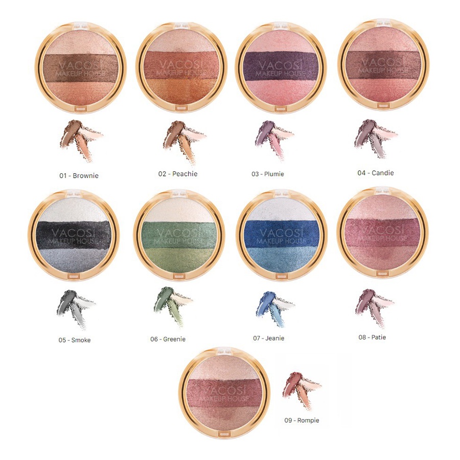 Phấn mắt nhũ 3 màu VACOSI TRIO EYESHADOW