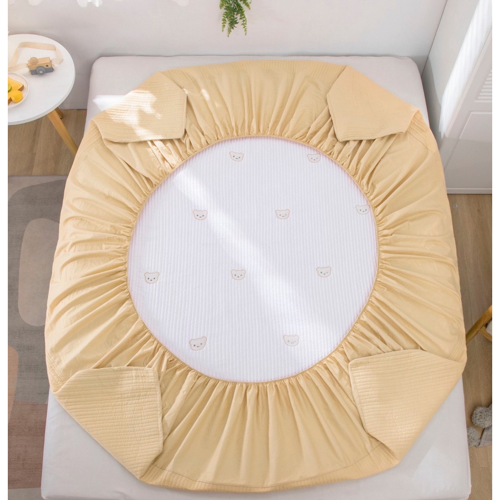 BỘ GA GỐI GẤU BEAR CHẤT COTTON LINEN CAO CẤP .ĐƯỜNG TRẦN TỈ MỈ ,THÊU SẮC NÉT MỚI