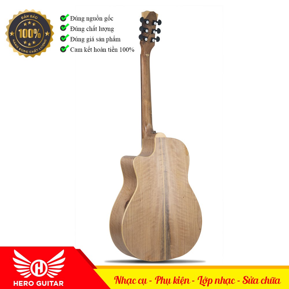 Guitar acoustic LN2 (tặng full phụ kiện)- Guitar tốt, gỗ còng cườm, màu sắc đẹp, cho âm thanh hay-Hero Guitar Đà Nẵng.