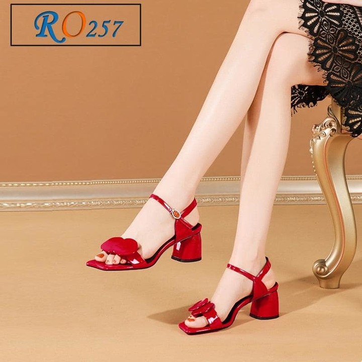 Giày sandal cao gót nữ đế vuông 5cm quai ngang đính nơ xinh xắn Ro257 - Đổi hàng nếu không ưng ý - Bảo hành 12 tháng