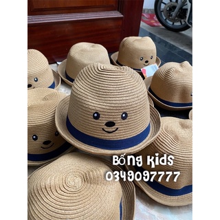 Mũ cói bé trai gấu tai nổi