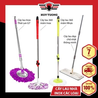 Cây lau nhà 360 độ Thái Lan inox, chổi lau nhà cao cấp nhiều màu tặng kèm bông lau nhà cực kì bền bĩ - Huy Tưởng