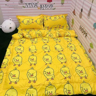Set 5 Món Chăn Phao Kèm Ga Gối Và Vỏ Gối Ôm Mẫu VỊT VÀNG cho bé trungvbhp_shopalot2