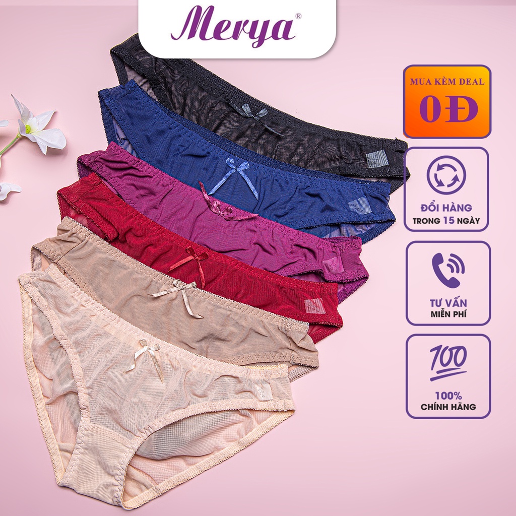 Quần lót nữ ren chìm hoạ tiết , cạp trễ , Phù hợp mọi lứa tuổi Merya B015