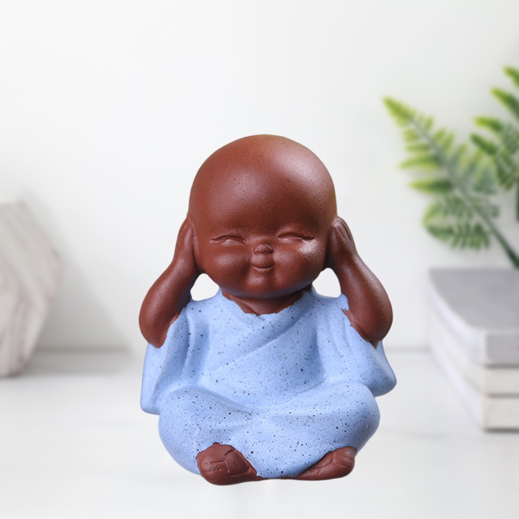 Tượng Chú Tiểu Mini Bằng Gốm Để Bàn Trang Trí