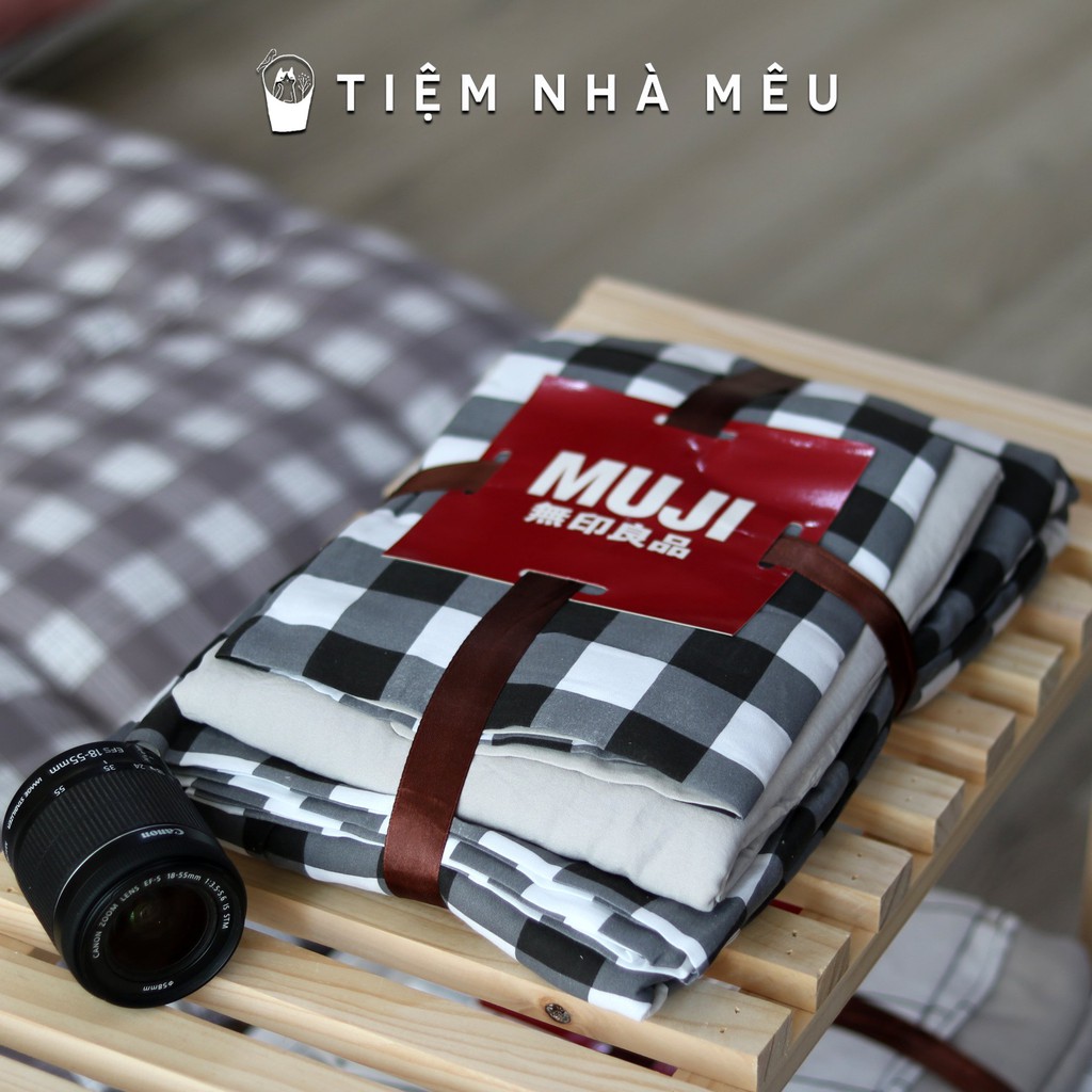 ( HÀNG ĐẸP-ẢNH THẬT) Set 4 Món Chăn Ga Gối Cotton Đũi - Linen Muji Basic Phong Cách Hàn Quốc ( vol 2 )