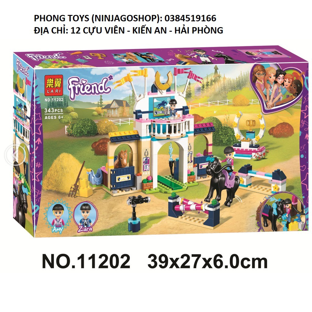 Lắp ráp xếp hình Lego FRIENDS 41367 Lari 11202 LEPIN 01077 : TRƯỜNG ĐUA CƯỠI NGỰA CỦA STEPHANIE 343 KHỐI