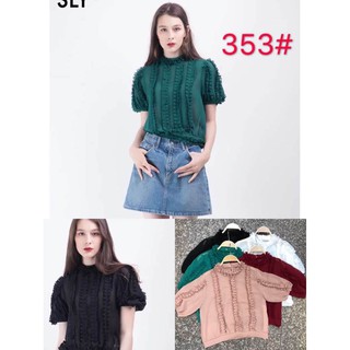G02. 353. áo vol ren dọc tay ngắn