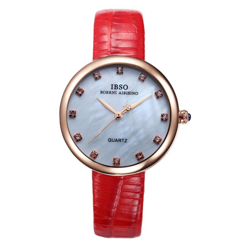 Đồng hồ nữ IBSO 3859 dây da máy quartz mặt xà cừ