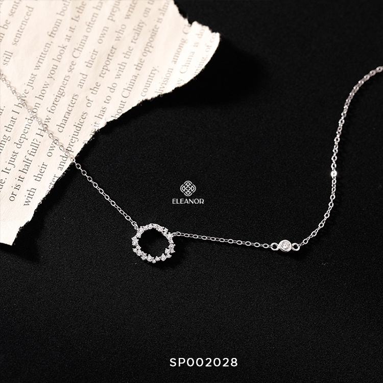 Dây chuyền nữ bạc 925 Eleanor Accessories sợi mảnh mặt hình vòng tròn đính đá phụ kiện trang sức 2028
