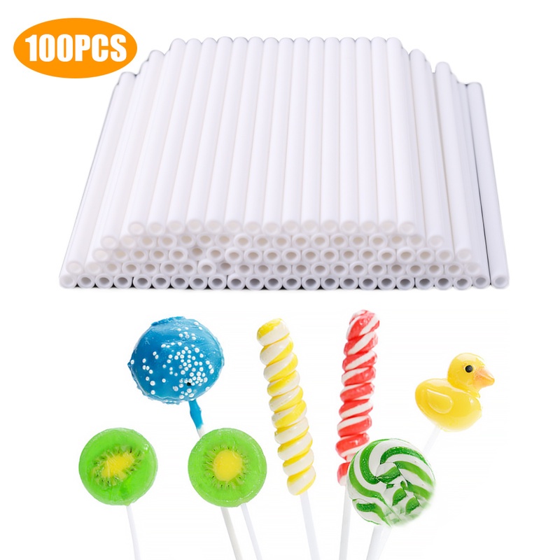Bộ 100 Ống Hút Nhựa Cấp Thực Phẩm Dùng Một Lần Để Làm Kẹo Mút / Socola DIY