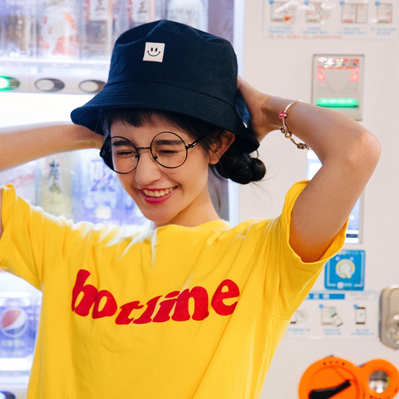 Nón Tai Bèo Thêu Hình Mặt Cười Thời Trang