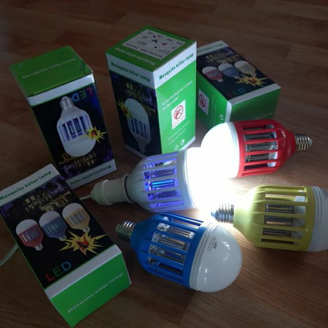 Bóng đèn led đèn sáng và đèn bắt muỗi 12W đui xoáy E27
