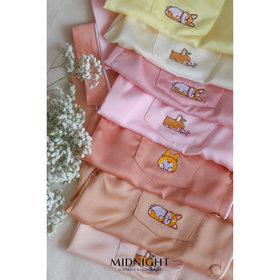 Pyjamas thêu hình Corgi - Midnight Sleepwear